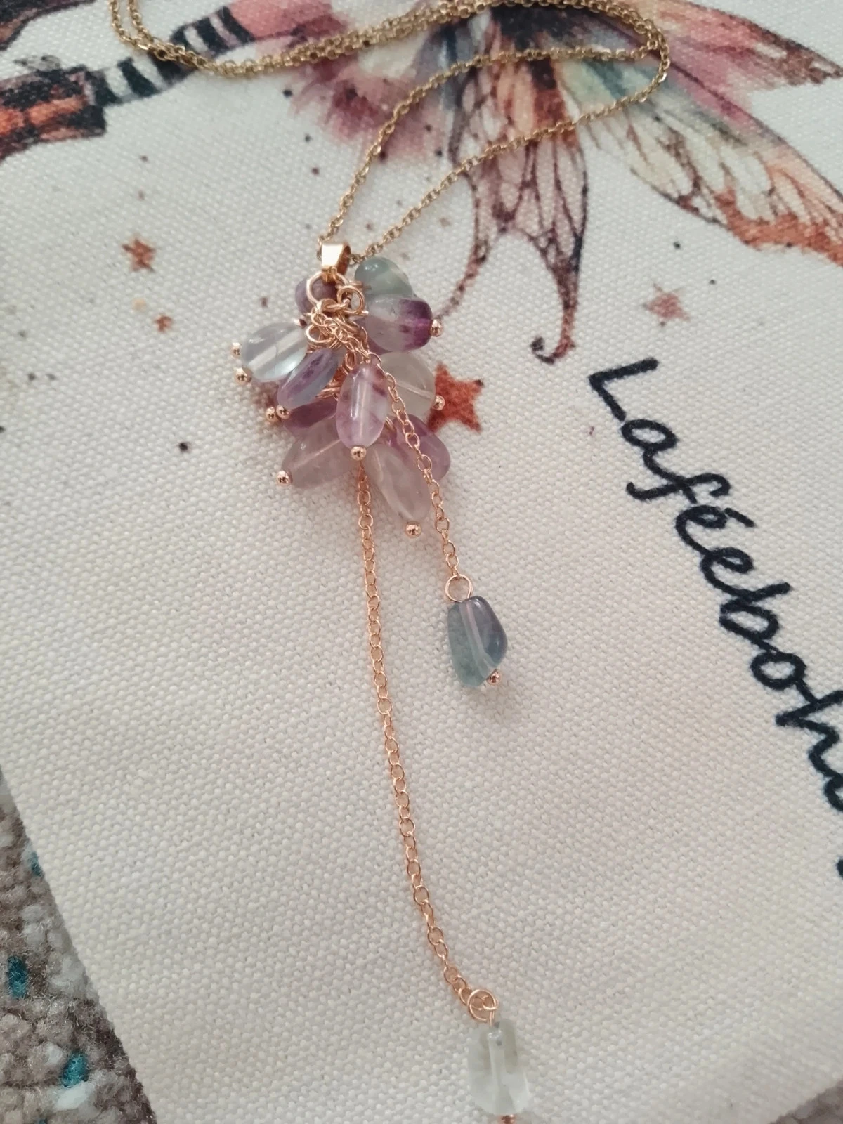 Natural fluorite stone bouquet necklace – photo 3